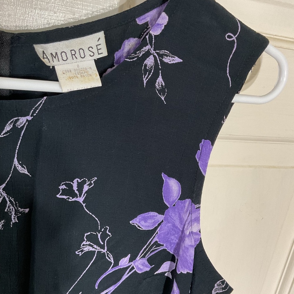 🍁Amorosé size 8 Floral Sleeveless Dress - Black and Purple - Picture 2 of 8